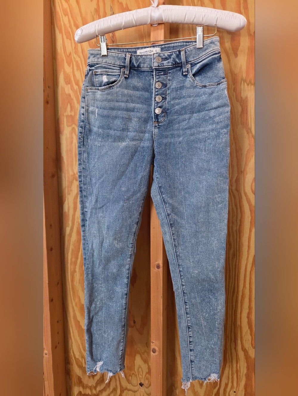 Abercrombie & Fitch High Rise Super Skinny Ankle Jeans Button Fly Acid Wash 27